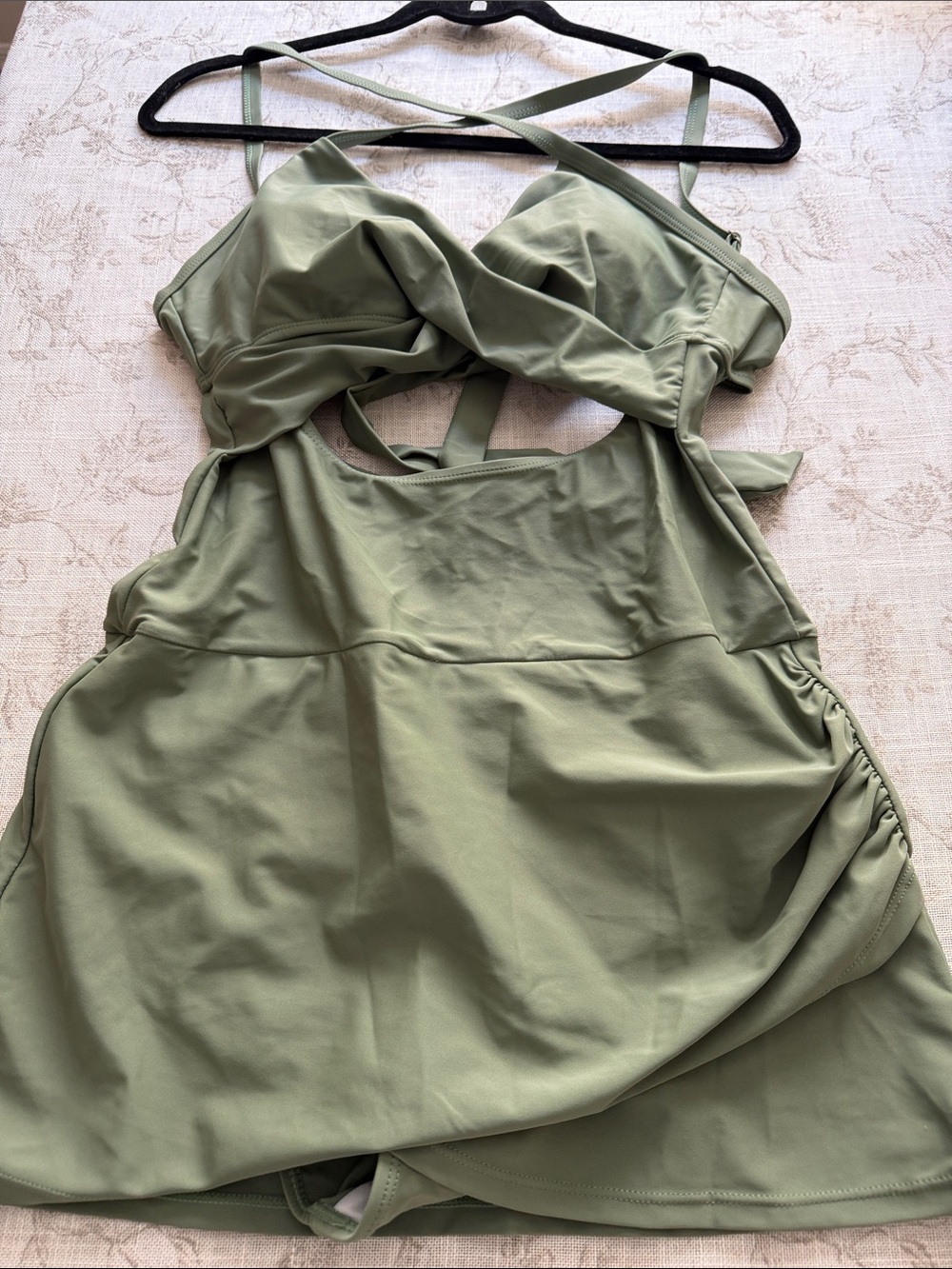 Olive Green Women's One-Piece Swim Dress